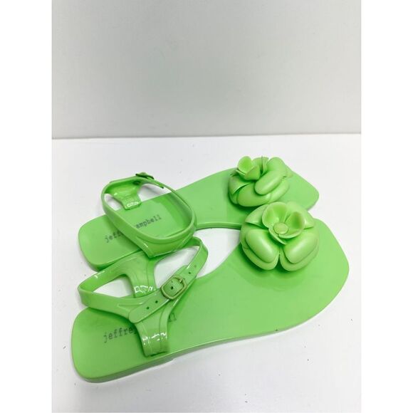 Jeffrey Campbell Jelly Sandals Womens Size 8 FLEURISSE Green Open Toe Floral - Picture 7 of 13